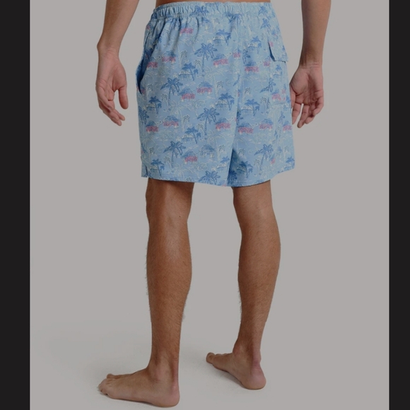 Vineyard Vines Chappy Beach Huts Blue Drawstring Mesh Swim Trunk Mens Size XL - Picture 4 of 13